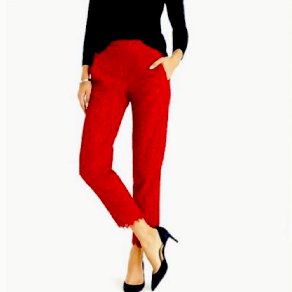 J Crew Red Lace Easy Pant
